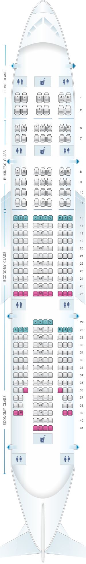 Plan De Cabine Emirates Boeing B777 200 Three Class Seatmaestrofr