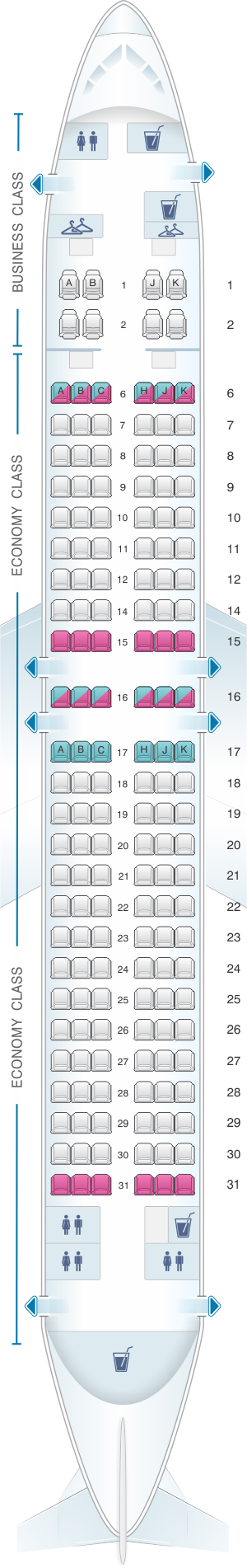 Seat map for China Airlines Boeing B737 800 Config.1