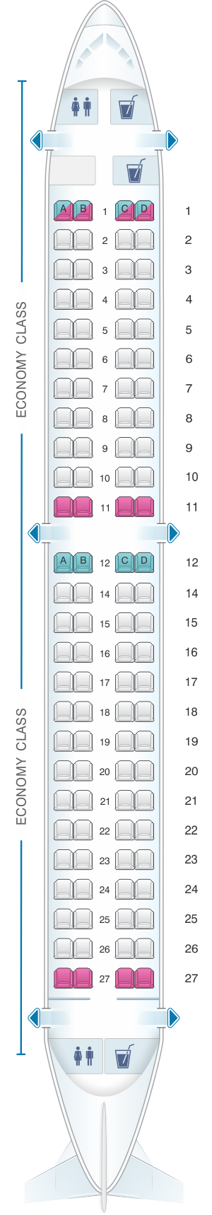 Seat map for China Airlines Embraer 190
