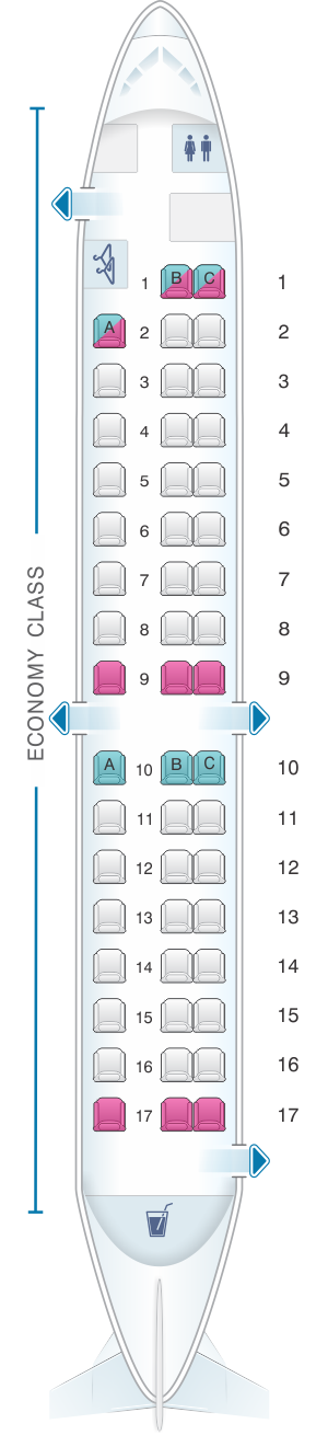 Seat map for Darwin Airline Saab 2000