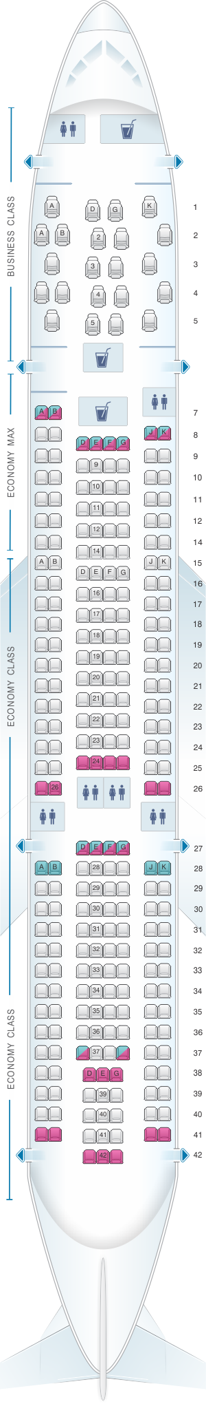 Seat map for Edelweiss Air Airbus A330 200