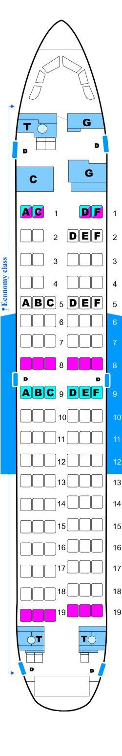 Seat map for Malev Hungarian Airlines Boeing B737 600NG