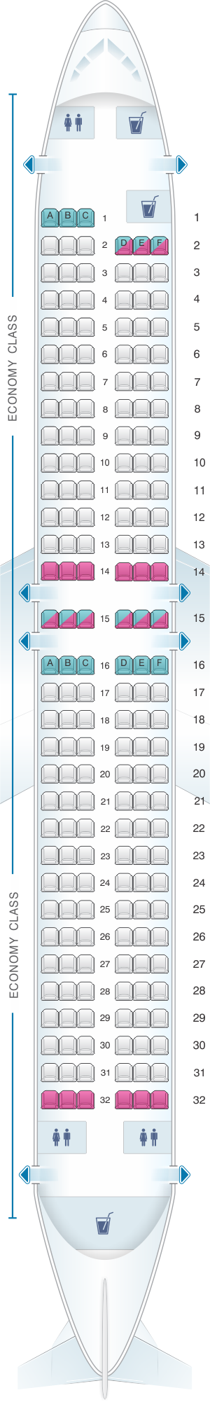 Seat map for SpiceJet Boeing B737 800