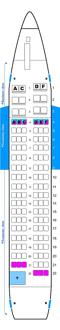 Seat map for Tatarstan Airlines Boeing B737 500BBN