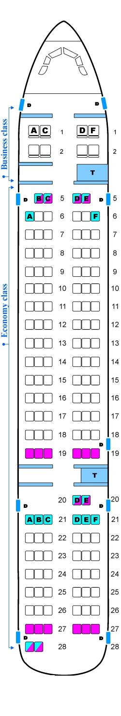 Seat map for Vladivostok Air TU-204 300