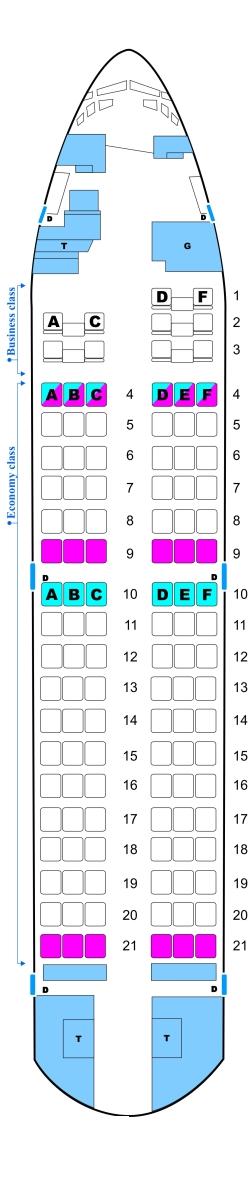 Seat map for Aerosvit Ukrainian Airlines Boeing B737 200