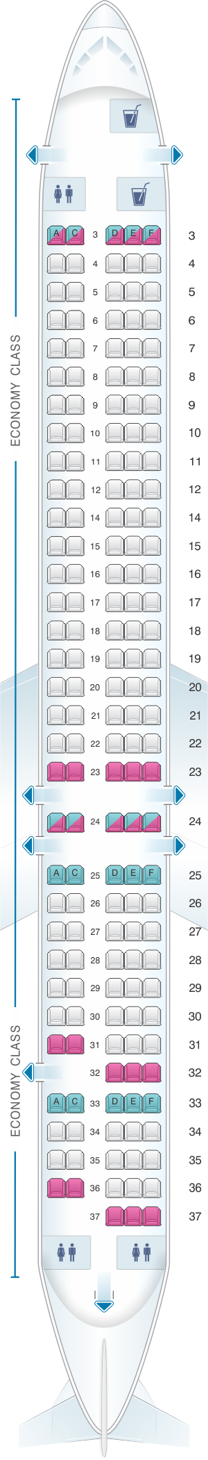 Seat map for Allegiant Air McDonnell Douglas MD 80