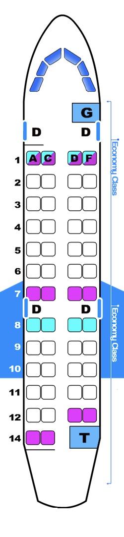 Seat map for Go! Airlines Bombardier CRJ 200