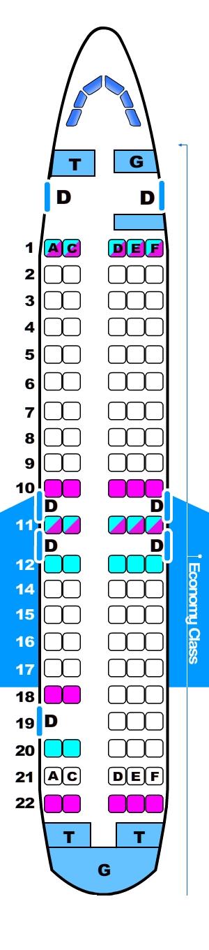 Seat map for Fokker 100
