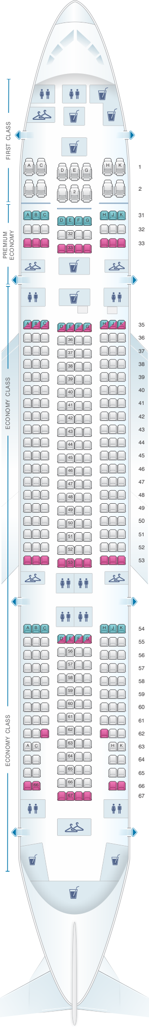 Seat map for China Southern Airlines Boeing B777A