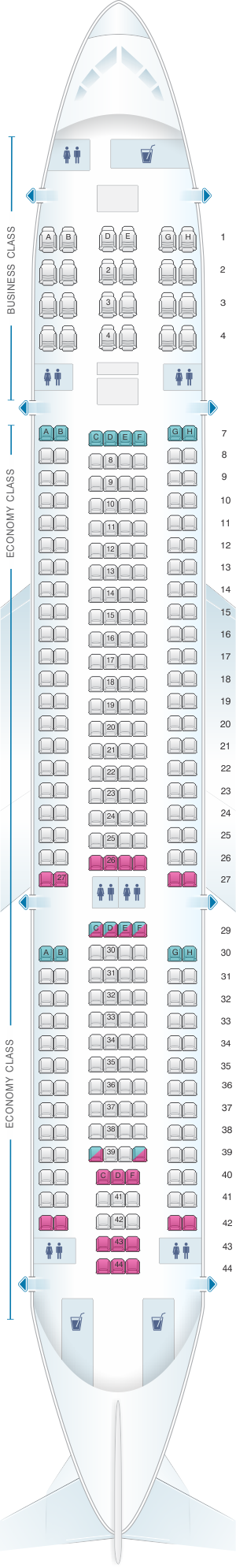 Seat map for Air Europa Airbus A330 200