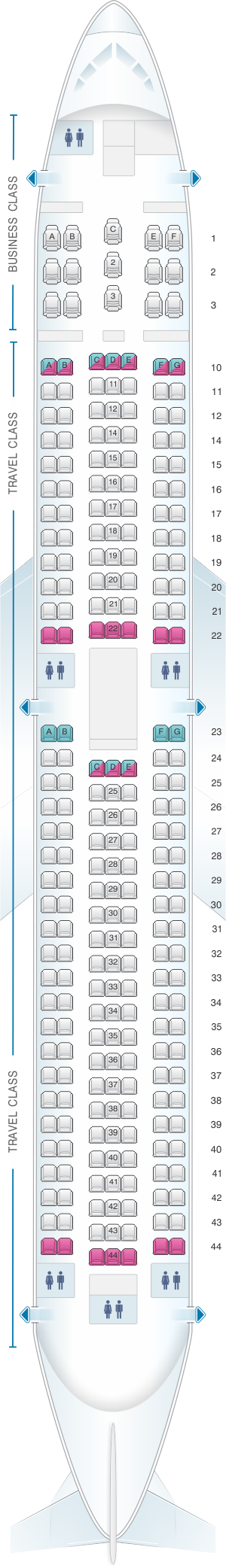 Seat map for Asiana Airlines Boeing B767 300 250PAX