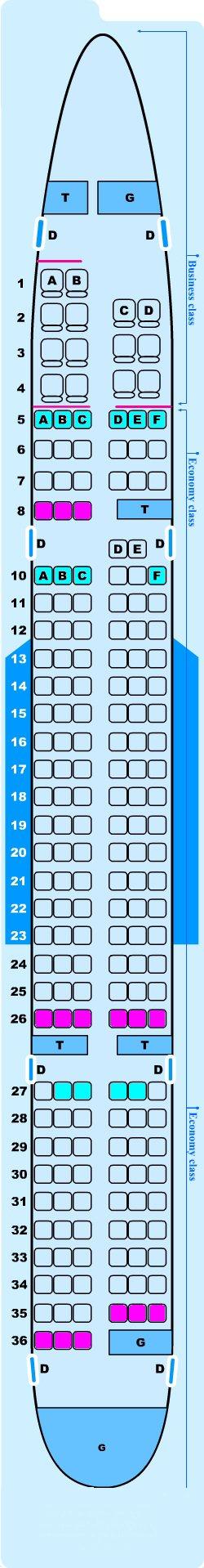Seat map for Boeing B757 200
