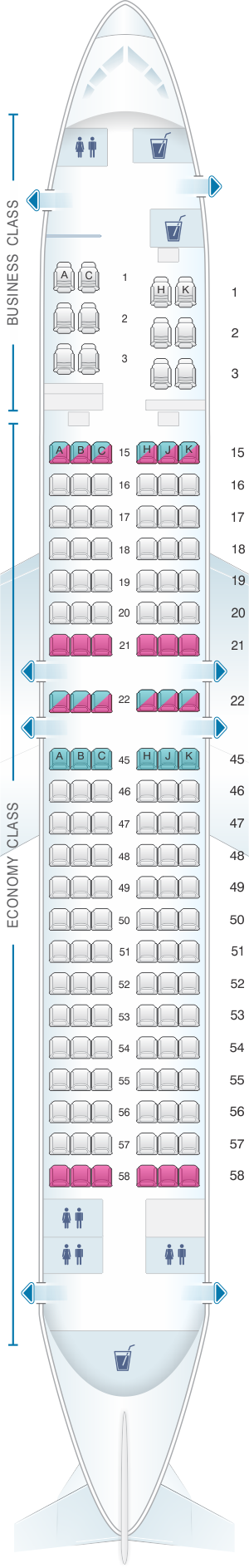 Seat map for Japan Airlines (JAL) Boeing B737 800 V40