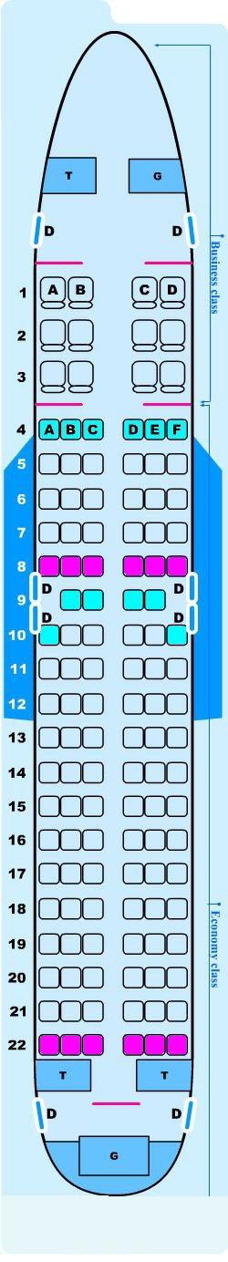 Seat map for Airbus A319
