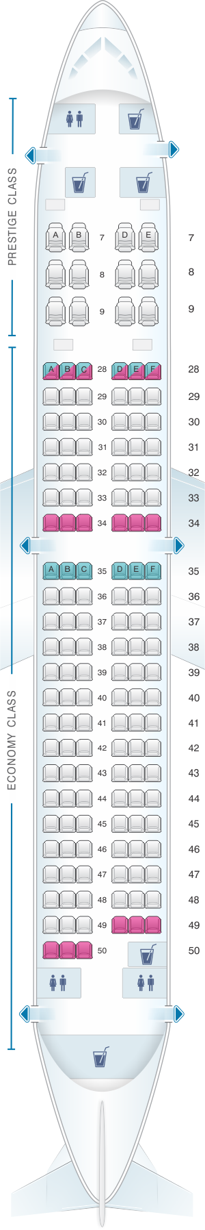 Seat map for Korean Air Boeing B737 800 147PAX