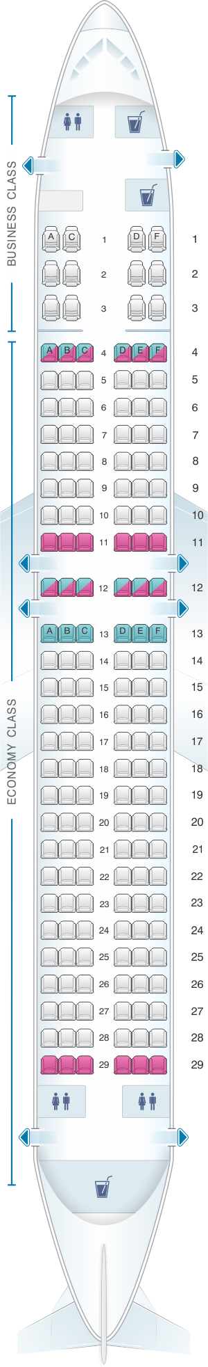 Seat map for Orenair Boeing B737 800 168PAX Config. 1
