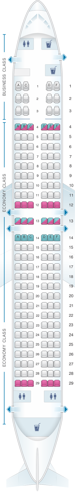 Seat map for Orenair Boeing B737 800 168PAX Config. 2