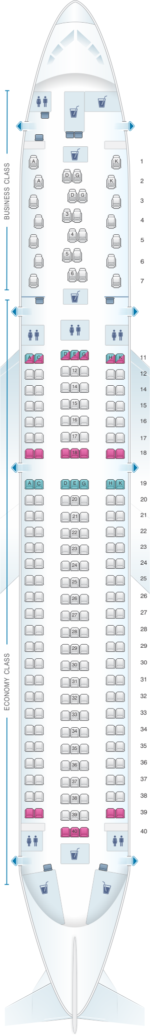 Seat map for Austrian Airlines Boeing B767 300 ER V2