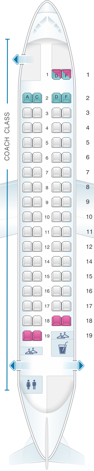 Seat map for Avanti Air ATR 72 200