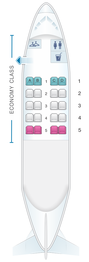 Seat map for Dash 8 100 (20PAX)