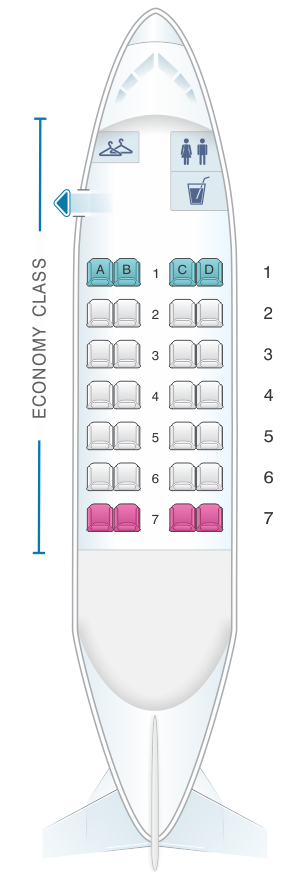 Seat map for Dash 8 100 (28PAX)