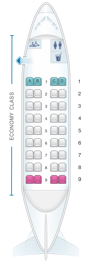 Seat map for Dash 8 100 (36PAX)