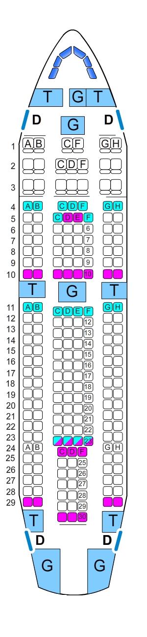 Seat map for Airbus A310
