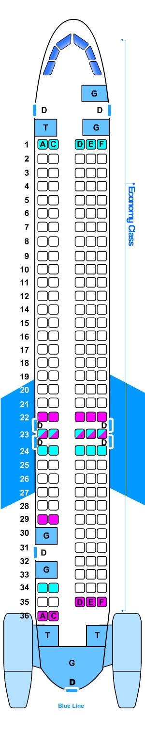 Seat map for McDonell Douglas MD 83 167pax