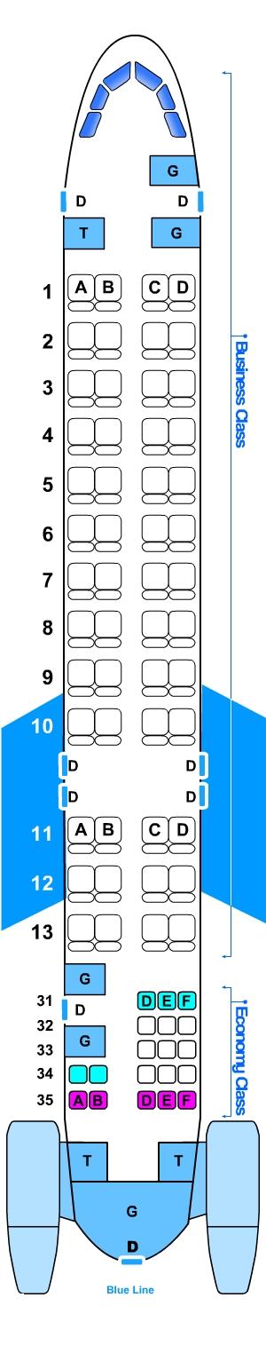 Seat map for McDonell Douglas MD 83 71pax
