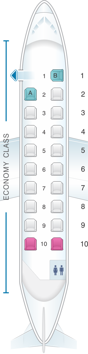 Seat map for Twin Jet Beechcraft 1900D