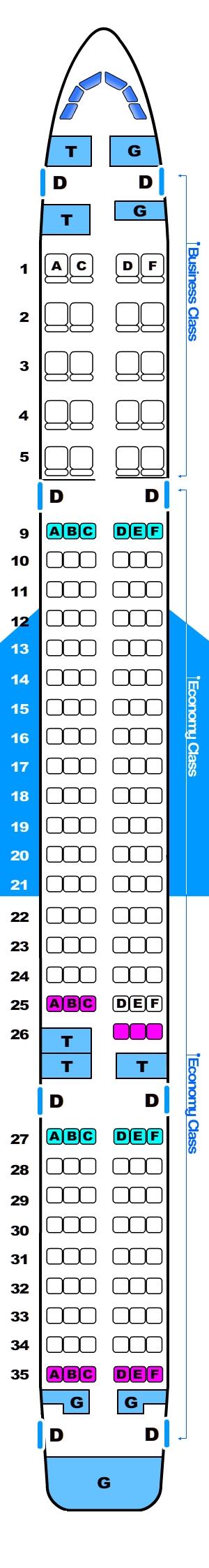 Seat map for Boeing B757 173 pax