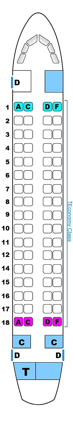Seat map for Islas Lineas Aereas ATR 72