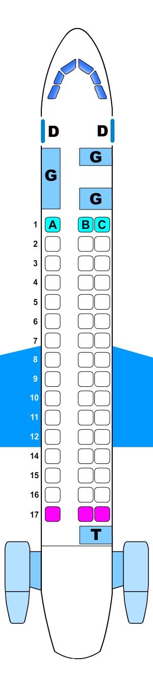 Seat map for Embraer ERJ 135 145