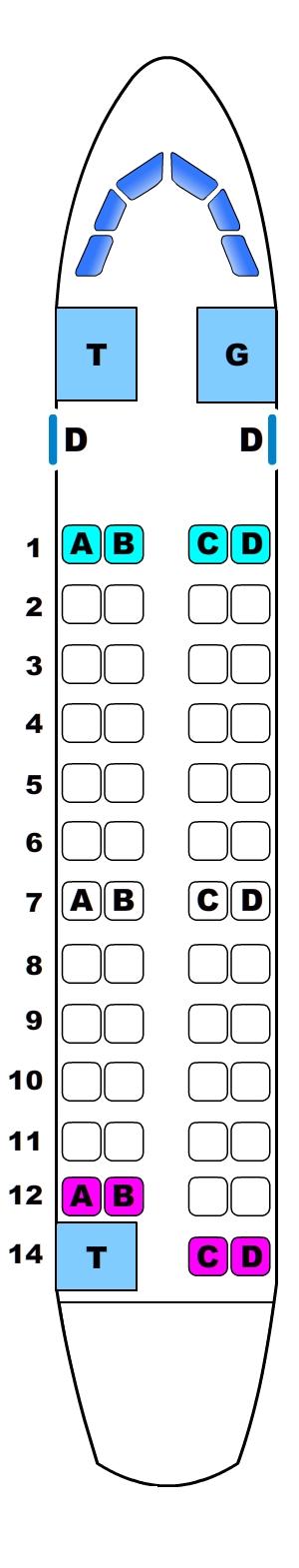 Seat map for Bombardier CRJ 200 2