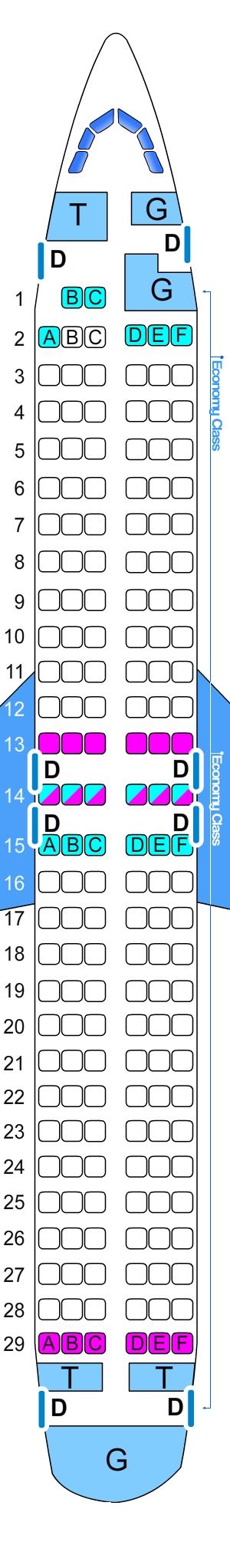 Seat map for Sky Airlines Boeing B737 400 170pax