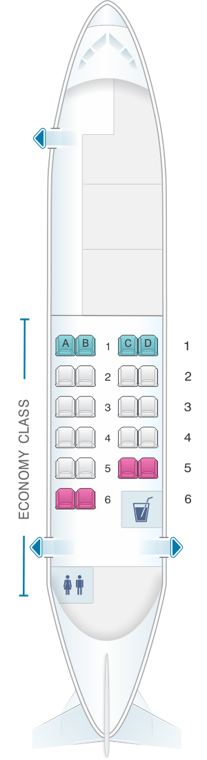 Seat map for Calm Air ATR 42 300 22pax