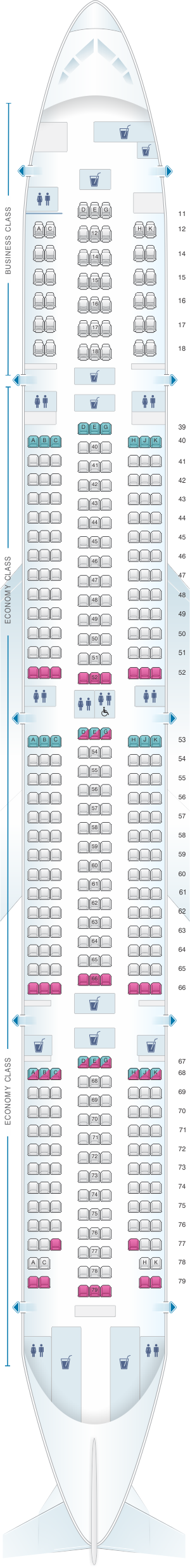 Seat map for Cathay Pacific Airways Boeing B777 300 (773)