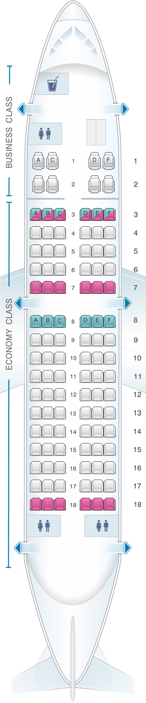 Seat map for Egyptair Boeing B737 500