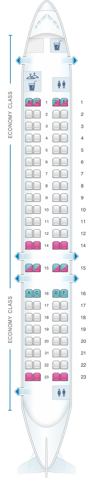 Seat map for Estonian Air CRJ 900 NextGen