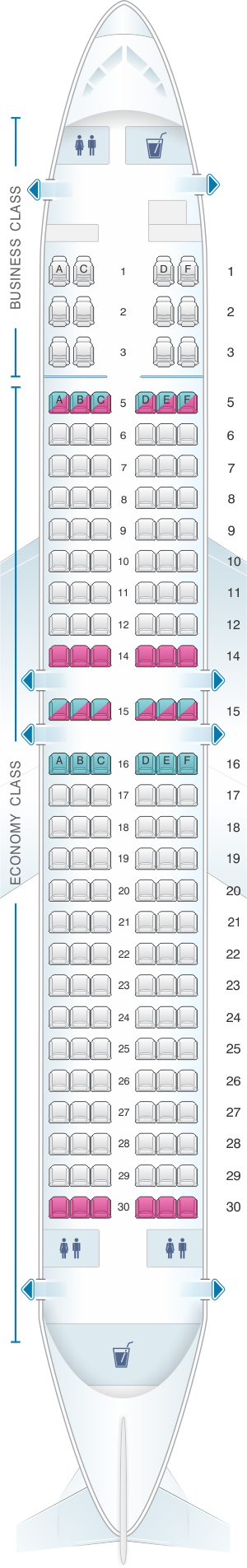 Seat map for SilkAir Boeing B737 800