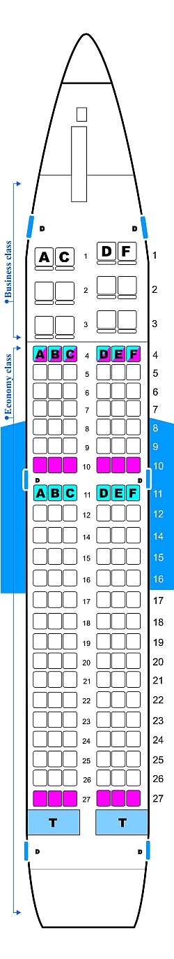 Seat map for Tatarstan Airlines Boeing B737 400