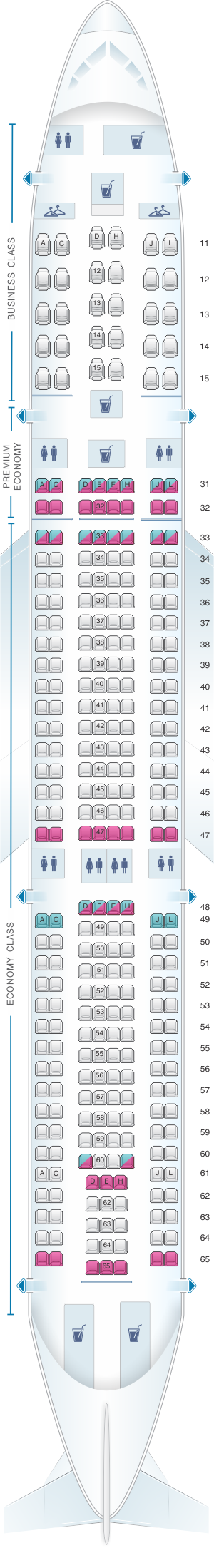 Plan De Cabine Air China Airbus A330 300 301pax Seatmaestrofr