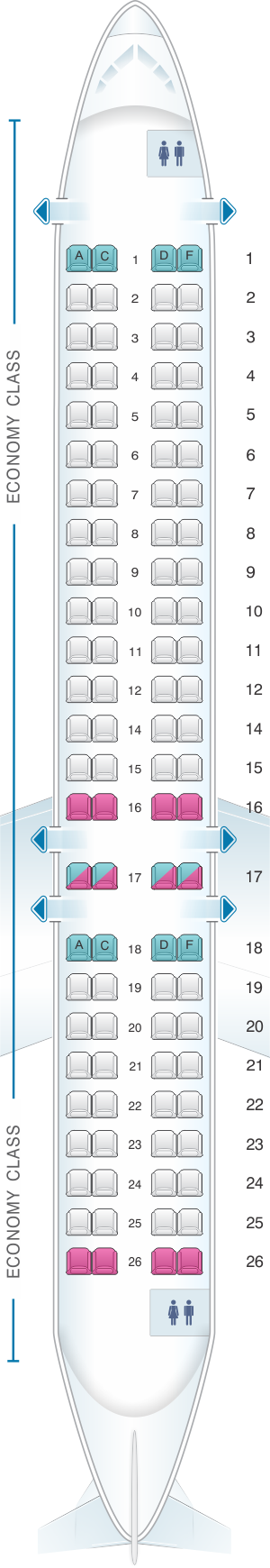 Seat map for Air France Bombardier CRJ 1000