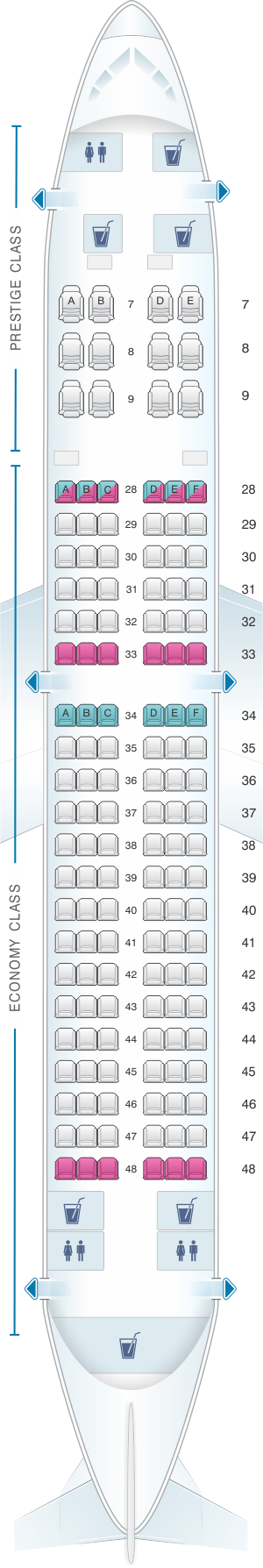 Seat map for Korean Air Boeing B737 800 138PAX