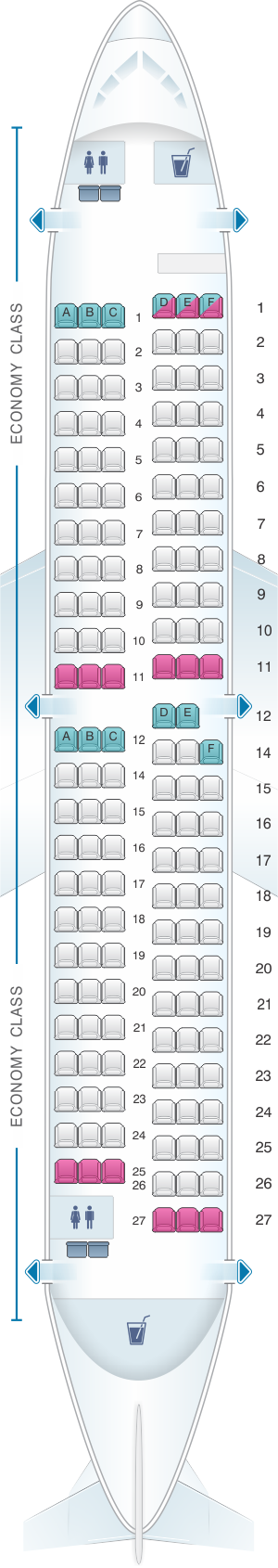 Seat map for Turkish Airlines Boeing B737 700