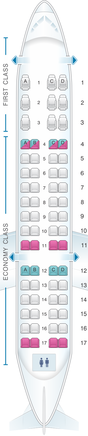 Seat map for ExpressJet Airlines CRJ 700