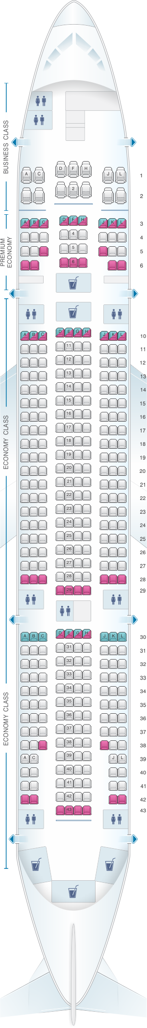Seat map for Orenair Boeing B777 200ER