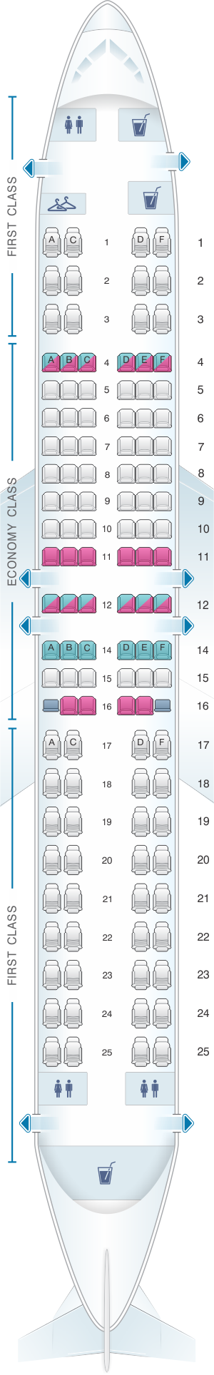 Seat map for Miami Air Boeing B737 800 Config. 1