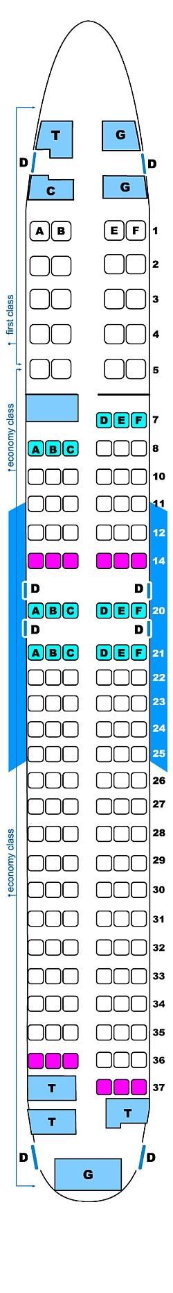 Seat map for Continental Airlines Boeing B737 800 (20/132)